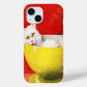  illustratiekat in gele kom Case-Mate iPhone case (Achterkant)