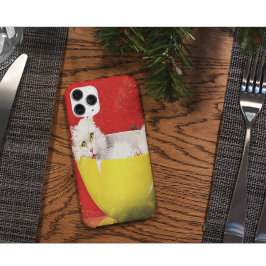  illustratiekat in gele kom iPhone 15 case