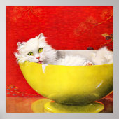  illustratiekat in gele kom poster (Voorkant)