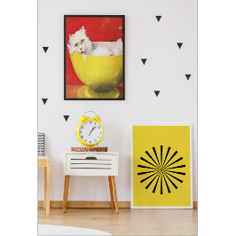  illustratiekat in gele kom poster