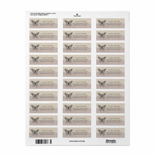 Illustratienaam Butterfly Monogram Etiket (Full Sheet)