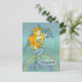 Illustratieontwerp Mermaid Rainbow en Dolphin Briefkaart (Staand voorkant)