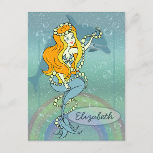 Illustratieontwerp Mermaid Rainbow en Dolphin Briefkaart