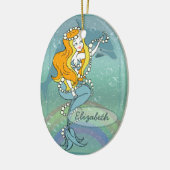 Illustratieontwerp Mermaid Rainbow en Dolphin Keramisch Ornament (Links)