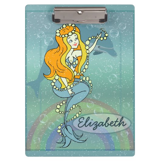 Illustratieontwerp Mermaid Rainbow en Dolphin Klembord (Voorkant)