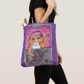 Illustratieontwerp van Cool Dj Cat Marker Art Tote Bag (Dichtbij)