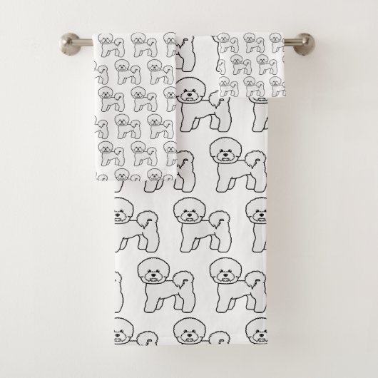 Illustratiepatroon Bichon Frise Cute Cartoon Dog Bad Handdoek (Insitu)