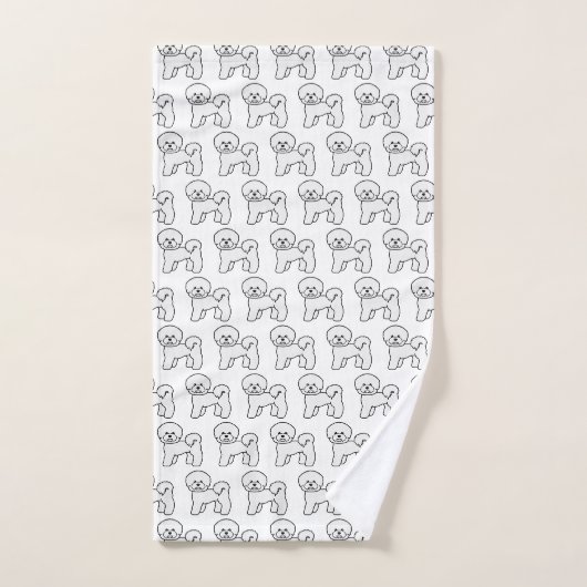 Illustratiepatroon Bichon Frise Cute Cartoon Dog Bad Handdoek (Handdoek)