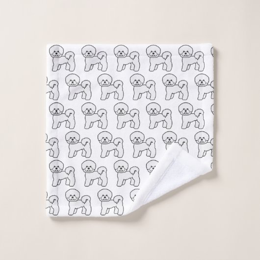 Illustratiepatroon Bichon Frise Cute Cartoon Dog Bad Handdoek (Wasdoekje)