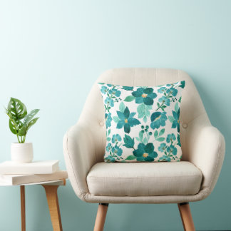 Illustratiepatroon Blauwe Bloem – Kleurrijk Bloemm Kussen