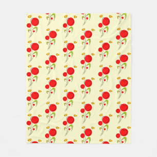 Illustratiepatroon Cute Red Heart Flowers Fleece Deken
