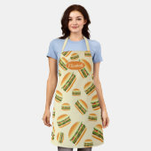 Illustratiepatroon en naam Hamburger Cartoon Schort (Gedragen)