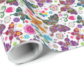 Illustratiepatroon kleurige Butterflies Cadeaupapier (Rol Hoek)