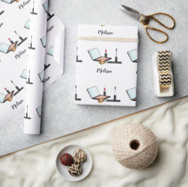 Illustratiepatroon met aangepaste naam instellen cadeaupapier