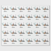 Illustratiepatroon met aangepaste naam instellen cadeaupapier (Vlak)