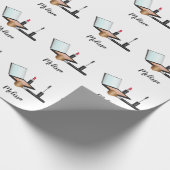 Illustratiepatroon met aangepaste naam instellen cadeaupapier (Hoek)