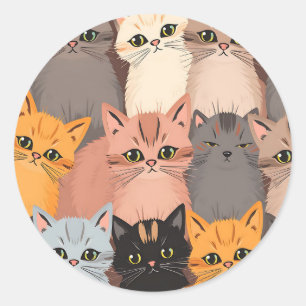 Illustratiepatroon met Mopshoofdjes Ronde Sticker