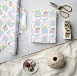 Illustratiepatroon met schattige kussenkatten cadeaupapier