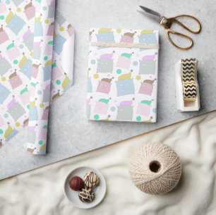 Illustratiepatroon met schattige kussenkatten cadeaupapier