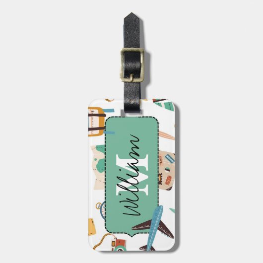 Illustratiepatroon Reisnaam Bagagelabel (Voorkant verticaal)