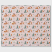 Illustratiepatroon rendieren- en kerstbomen cadeaupapier (Vlak)