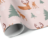 Illustratiepatroon rendieren- en kerstbomen cadeaupapier (Rol Hoek)