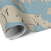 Illustratiepatroon Rhinoceros Rhino Cadeaupapier (Rol Hoek)