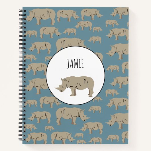 Illustratiepatroon Rhinoceros Rhino Notitieboek (Voorkant)