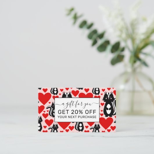 Illustratiepatroon valentijns kunstschildpad roze  kortingskaartje (Staand voorkant)