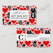 Illustratiepatroon valentijns kunstschildpad roze  kortingskaartje (Voorkant / Achterkant)