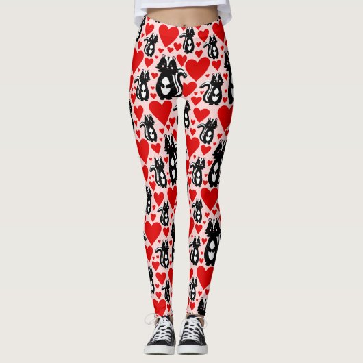 Illustratiepatroon valentijns kunstschildpad roze  leggings (Voorkant)