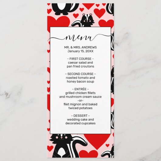 Illustratiepatroon valentijns kunstschildpad roze menu (Voorkant)