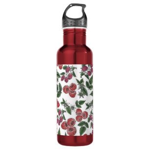 Illustratiepatroon van frambozenbladeren waterfles