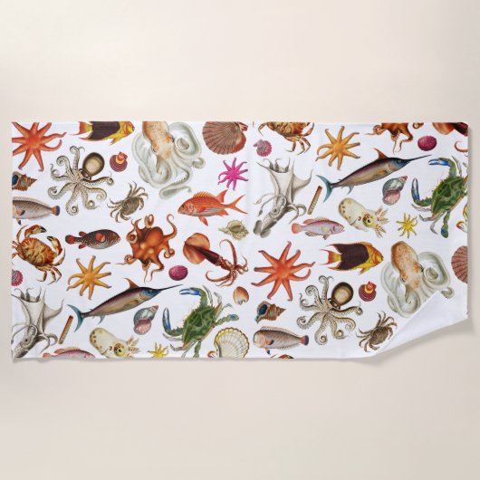 Illustratiepatroon van onderwater zeedieren strandlaken (Voorkant)