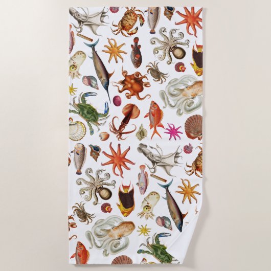 Illustratiepatroon van onderwater zeedieren strandlaken (Voorkant)