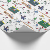 Illustratiepatroon voor Baseball-spelers Cadeaupapier (Hoek)