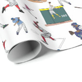 Illustratiepatroon voor Baseball-spelers Cadeaupapier (Rol Hoek)