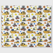 Illustratiepatroon voor constructievoertuigen cadeaupapier (Vlak)