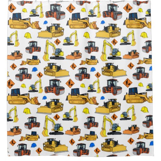 Illustratiepatroon voor constructievoertuigen douchegordijn (Voorkant)