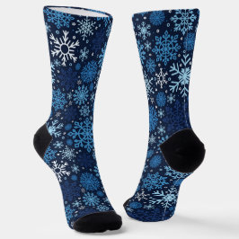 Illustratiepatroon voor Cute Blue Kerstmis Snowfla Sokken