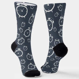 Illustratiepatroon voor Cute Grey White Alarm Cloc Sokken