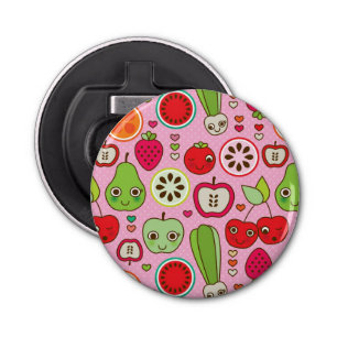 illustratiepatroon voor fruitkeuken button flesopener