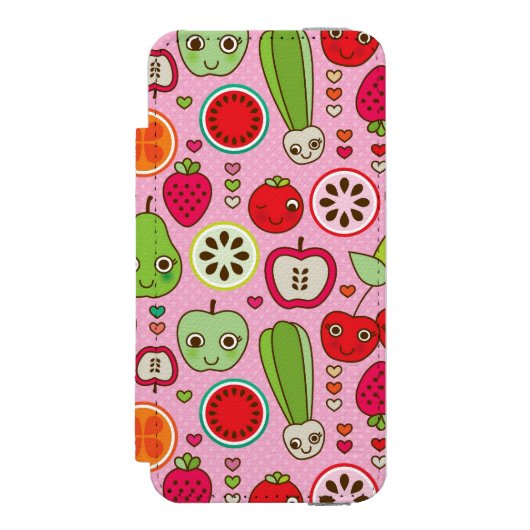 illustratiepatroon voor fruitkeuken incipio iPhone portemonnee hoesje (Voorkant Agenda)