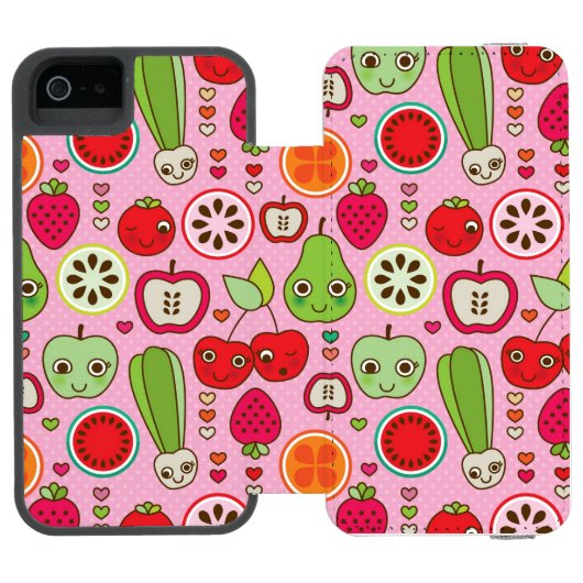illustratiepatroon voor fruitkeuken incipio iPhone portemonnee hoesje (Agenda Open)