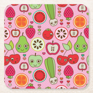 illustratiepatroon voor fruitkeuken kartonnen onderzetters