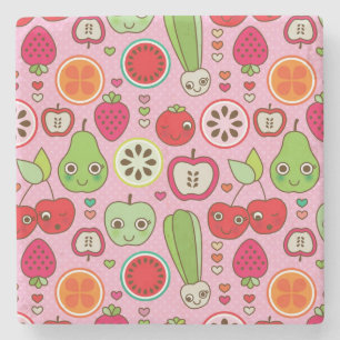 illustratiepatroon voor fruitkeuken stenen onderzetter