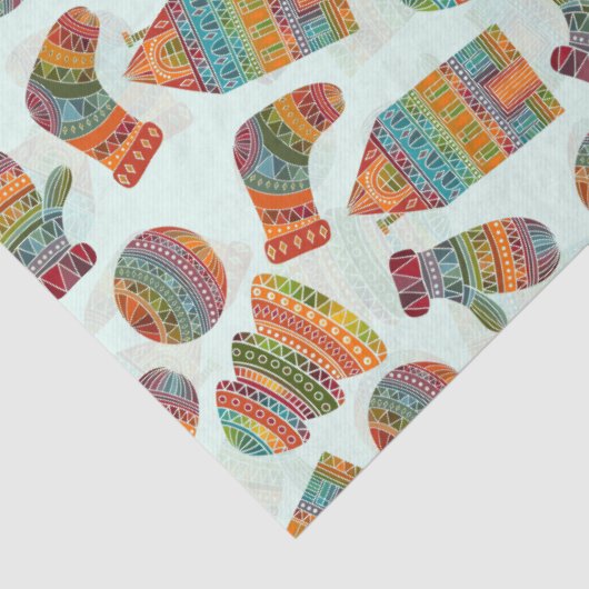 Illustratiepatroon voor kleurrijke kerstsymbolen tissuepapier (Detail)