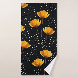 Illustratiepatroon voor levendige bloem- en polka- badhanddoek