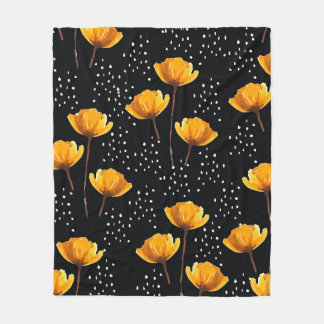 Illustratiepatroon voor levendige bloem- en polka- fleece deken