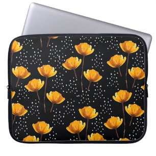 Illustratiepatroon voor levendige bloem- en polka- laptop sleeve